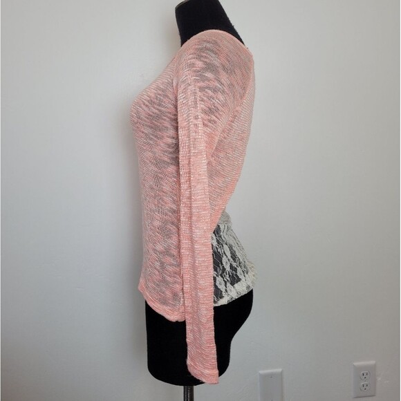 Rue21 Pink Crochet Lace Lightweight Sweatshirt Festival Boho Gypsy Summer XS - Picture 3 of 10